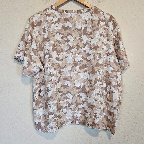 Orvis 100% Linen Popover Top Blouse Women's X-Large Casual Boho Chic Neutral - Picture 2 of 9